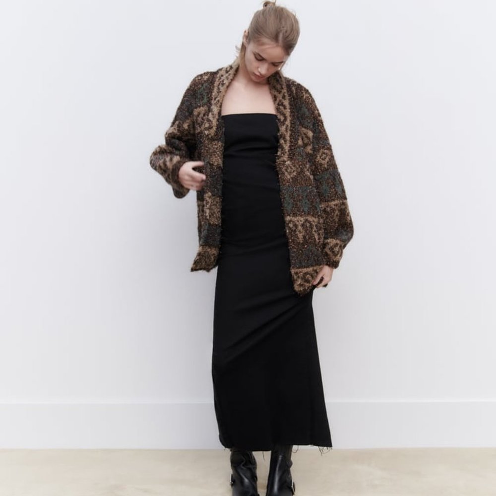 NWT Zara Short Jaquard Coat with Metallic Thread - Size XS/S - Sold Out